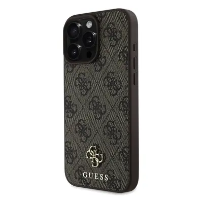 Zadní kryt Guess PU 4G Small Metal Logo MagSafe pro Apple iPhone 16 Pro, hnědá