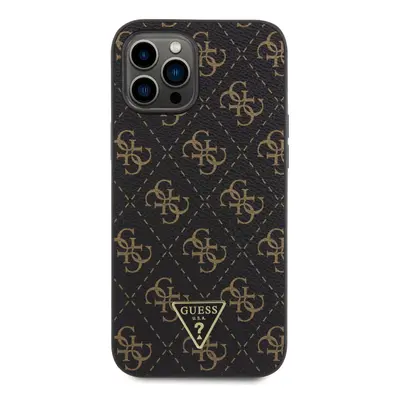 Zadní kryt Guess PU Leather 4G Triangle Metal Logo pro Apple iPhone 12 Pro Max, black