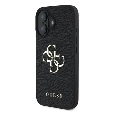 Zadní kryt Guess PU Grained 4G Metal Logo pro Apple iPhone 16, černá