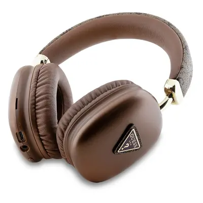 Guess PU Leather 4G Triangle Logo Bluetooth Stereo Headphone, hnědá