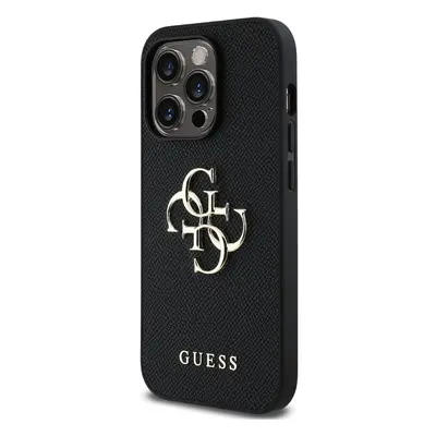 Zadní kryt Guess PU Grained 4G Metal Logo pro Apple iPhone 13 Pro, černá