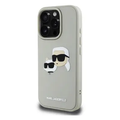 Zadní kryt Karl Lagerfeld 3D Rubber Double Heads pro Apple iPhone 16 Pro, béžová