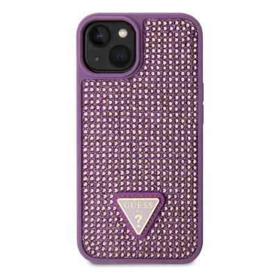 Zadní kryt Guess Rhinestones Triangle Metal Logo pro Apple iPhone 15 Plus, purple