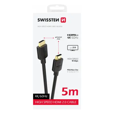 Swissten HDMI/HDMI 4K 60Hz 5m PVC