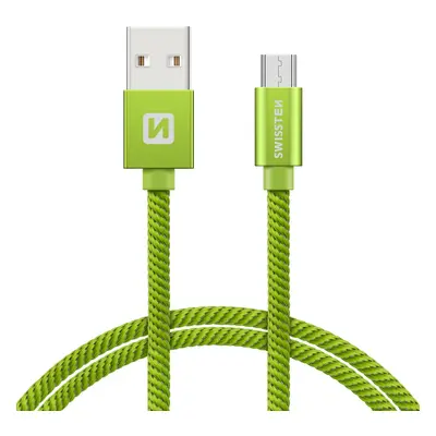 Datový kabel Swissten Textile USB/MicroUSB, 0,2, zelený