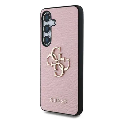 Zadní kryt Guess PU Grained 4G Metal Logo pro Samsung Galaxy S25+, růžová