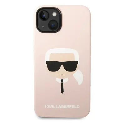 Zadní kryt Karl Lagerfeld Liquid Silicone Karl Head pro Apple iPhone 14 Plus, růžová