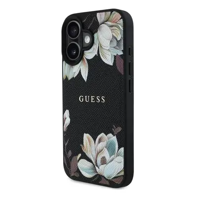 Zadní kryt Guess PU Grained Magnolia MagSafe pro Apple iPhone 16, černá