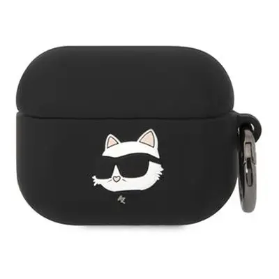 Silikonové pouzdro Karl Lagerfeld 3D Logo NFT Choupette Head pro Airpods Pro, black