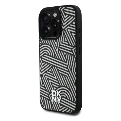 Zadní kryt DKNY PU Leather Crosswalk Pattern Magsafe pro Apple iPhone 16 Pro, ivory