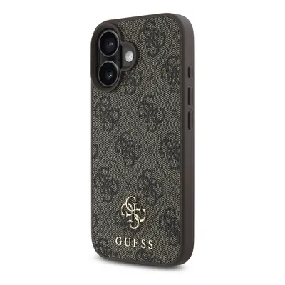 Zadní kryt Guess PU 4G Small Metal Logo MagSafe pro Apple iPhone 16, hnědá