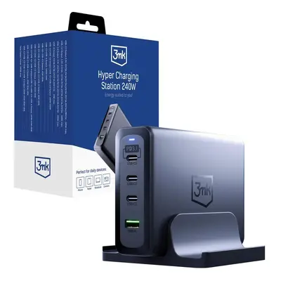 Nabíjecí stanice 3mk Hyper Charging Station, 240 W, GaN, 3x USB-C + 1x USB-A