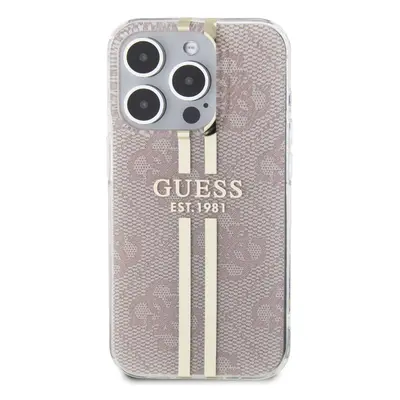 Zadní kryt Guess IML 4G Gold Stripe pro Apple iPhone 15 Pro, růžová