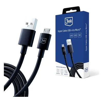 3mk Hyper Cable USB-A / MicroUSB 1.2m 5V 2,4A, černá