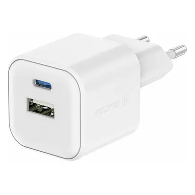 SWISSTEN SÍŤOVÝ ADAPTÉR GaN 1x USB-C 35W PD + 1x USB-A 27W QC BÍLÝ