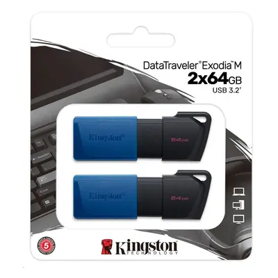 Kingston DataTraveler Exodia M 64GB USB 3.2 Gen 1 - 2ks (modrá a červená)