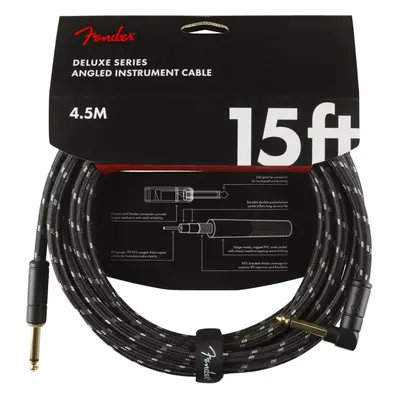 Fender Deluxe Series 15 Instrument Cable Angled Black Tweed