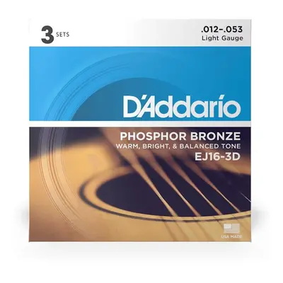 D'Addario EJ16-3D Phosphor Bronze Light .012 - .053 - 3ks