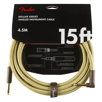 Fender Deluxe Series 15 Instrument Cable Angled Tweed