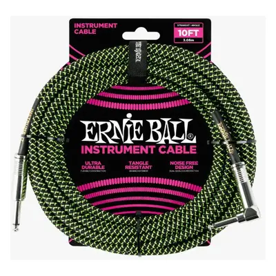 Ernie Ball P06077 Braided Cable 10 SA Black Green