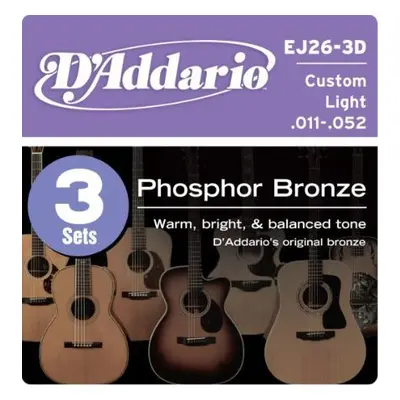 D'Addario EJ26-3D Phosphor Bronze Custom Light - .011 - .052 - 3ks