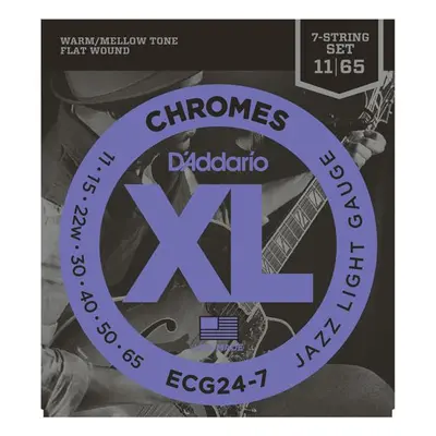 D'Addario ECG24-7 Chromes Flat Wound 7-String Jazz Light 11-65