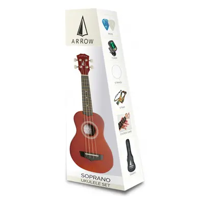 Arrow PB10 NT Soprano Ukulele - Natural Dark Top SET