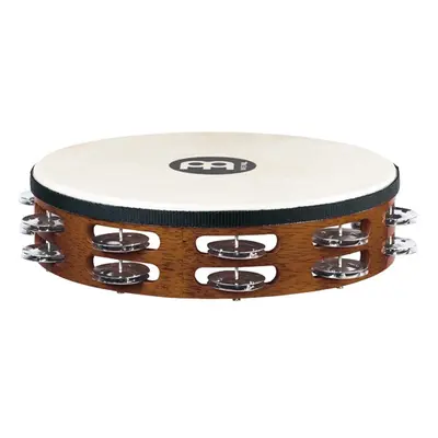 Meinl TAH2AB Traditional Goat-Skin Wood Tambourine 2 Rows Steel - African Brown