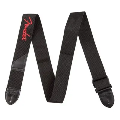 Fender Poly Logo Strap Red Logo Black