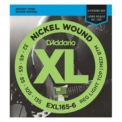 D'Addario EXL165-6 Regular Light Top/Medium Bottom - .032 - .135