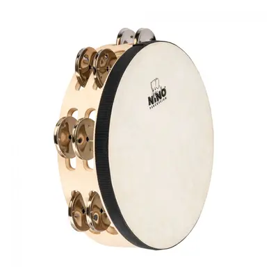 NINO Percussion NINO946 Double Row Headed Wood Tambourine 8” - Natural