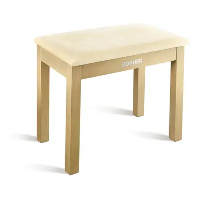 Donner Light Wood Color Piano Bench with High-Density Suede Cushion - Beige