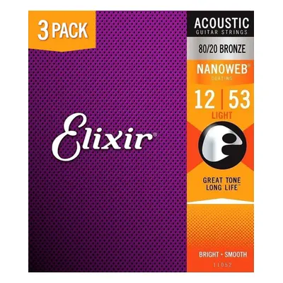 Elixir 16539 Nanoweb Bronze Light (12-53), 3-pack