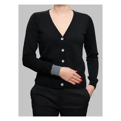 Business casual propínací cardigan černá/šedá Merino.live