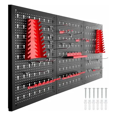 Kovový nástěnný organizér na nářadí s háčky a úložným prostorem