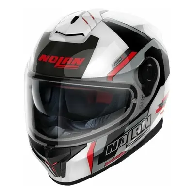 Nolan N80-8 Wanted N-Com Metal White Red/Black/Silver Přilba