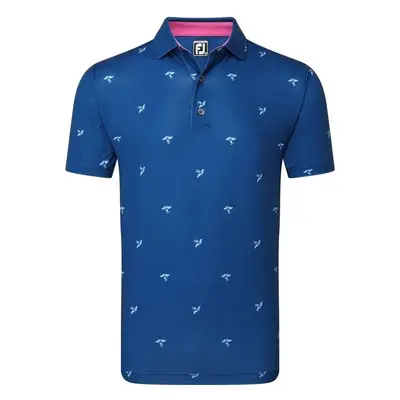 Footjoy Thistle Print Lisle Deep Blue Polo košile