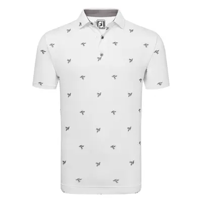 Footjoy Thistle Print Lisle White Polo košile