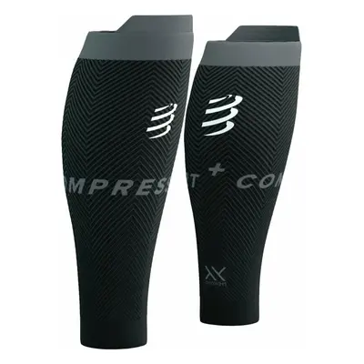 Compressport R2 Oxygen Black/Steel Grey Běžecké návleky na lýtka