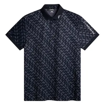 J.Lindeberg Tour Tech Regular Fit Print Bias Bridge Navy Polo košile