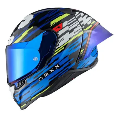 Nexx X.R3R Glitch Racer Blue Neon Přilba