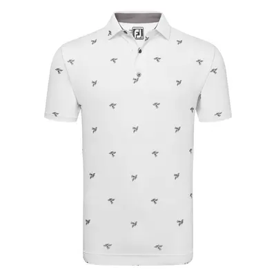 Footjoy Thistle Print Lisle White Polo košile