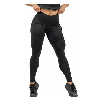 Nebbia High Waist Leggings INTENSE Mesh Black/Gold Fitness kalhoty