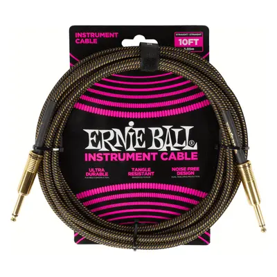 Ernie Ball Braided Instrument Cable Straight/Straight m Rovný - Rovný Nástrojový kabel