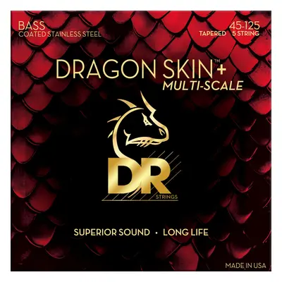 DR Strings Dragon Skin+ Coated Steel 5-String Medium Tapered Multi-Scale Struny pro 5-strunnou b