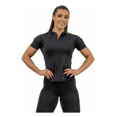 Nebbia Compression Zipper Shirt INTENSE Ultimate Black/Gold Fitness tričko