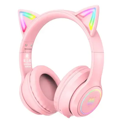 Onikuma B90 RGB Cat Ear Bluetooth Wireless Gaming Headset Růžová PC sluchátka