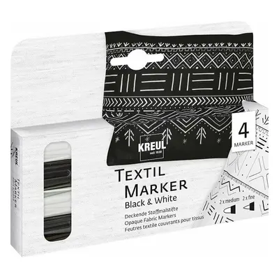 Kreul Textile Marker Black & White Set Sada textilních fixů mm Black & White ks