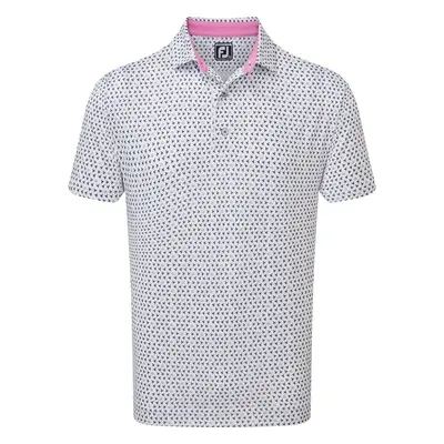 Footjoy Wasp Print Lisle White/Black/Pink Polo košile