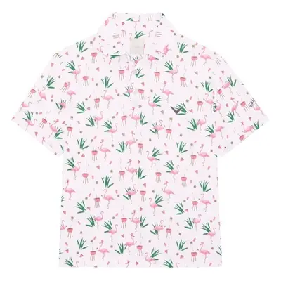 Callaway Boys All Over Flamingo Printed Bright White Polo košile